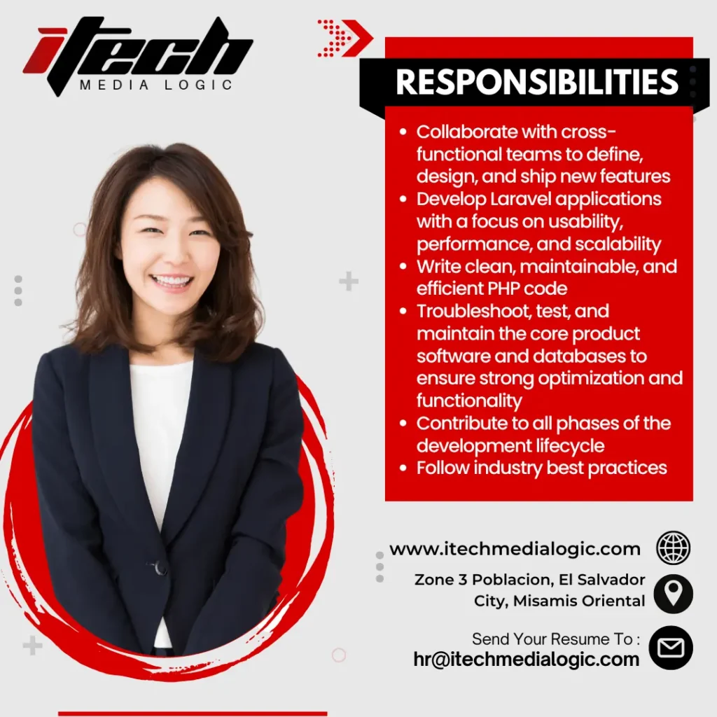 Laravel Developer job posting Responsibilities
